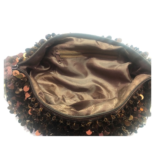 Vintage sequin brown handbag - Picture 3 of 6
